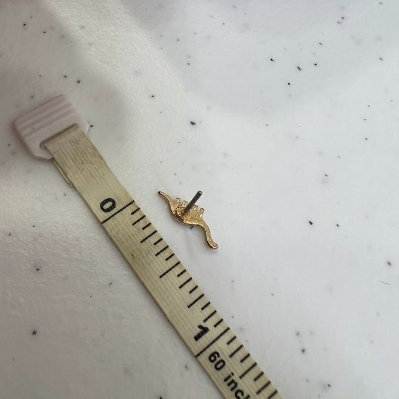 Dinosaur Earrings Gold Tone‎ Stud Small Tiny Dainty Pierced Dino - Picture 6 of 6